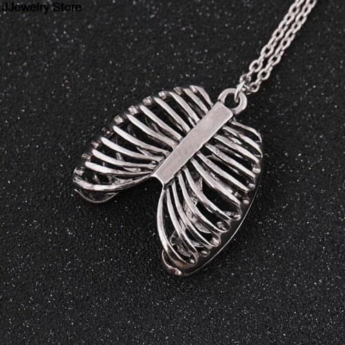 1pc Skeleton Pendant Necklace Anatomy Anatomical Human Rib Cage Body Chest Necklace Fashion Vintage Biology Jewelry Men