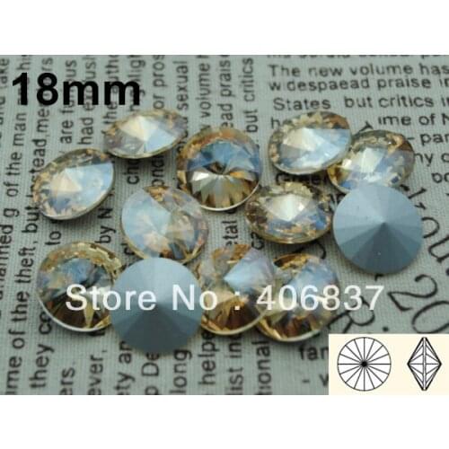 100pcs/Lot, 18mm Gold Shadow Rivoli Crystal, Free Shipping! Chinese Top Quality Crystal Rivoli