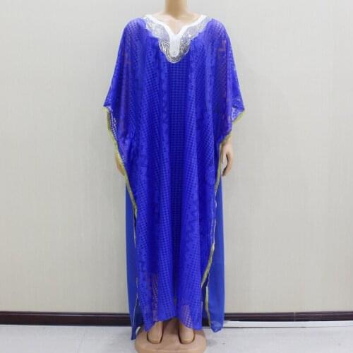 2020 Dashikiage Beautiful Blue Lace Appliques Sequins Batwing Sleeve Long Dresses African Beautiful Dresses For Women