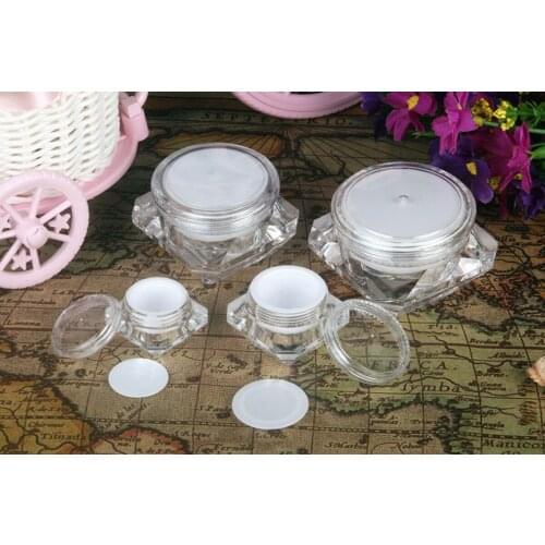 25pc/lot 30g Clear Plastic Cosmetic Jar,Empty Lotion Container,Refillable Jar Eyecream Box,Acrylic Diamond Shape