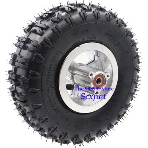 4.10-4 Tire Wheel With 4 inch Hub Rim and Inner Tube For 49cc Mini Quad Dirt Bike Scooter ATV Quad Go Kart 47cc 49cc