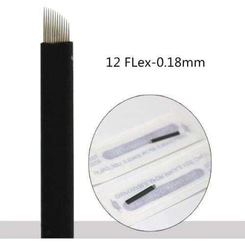 500Pcs Black 0.18mm Microblading Blades Flexible 7/9/11/12/14/18 Micro Needles NANO Permanent Makeup Manual Eyebrow Blade