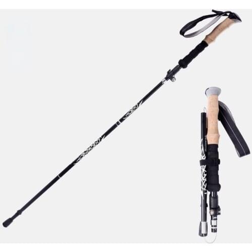Free shipping 2pcs/lot Trekking pole external lock hike telescope stick nordic walk cane carbon fiber aluminum ski camp