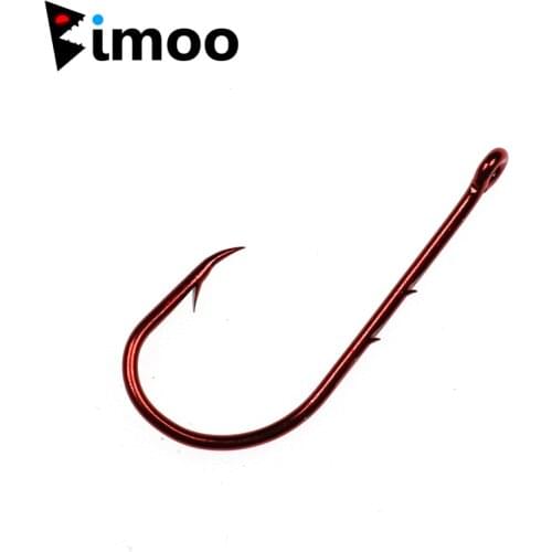 Bimoo 20PCS Barbed Fish Hook Red Baitholder Hook Pan Reversed Fishing Hooks Fish Bait Holder Size 5/0 4/0 3/0 2/0 1/0 etc