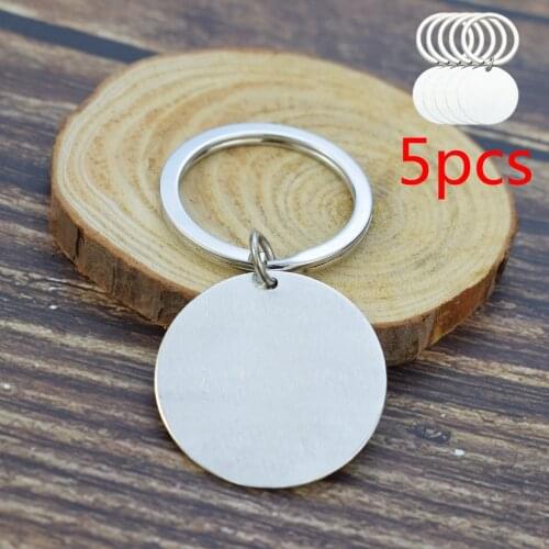 5pcs/set Diy Blank Keychain Handmade Metal Keychain Base for Engraved Your Letters Quote Key Chain Jewelry Gift