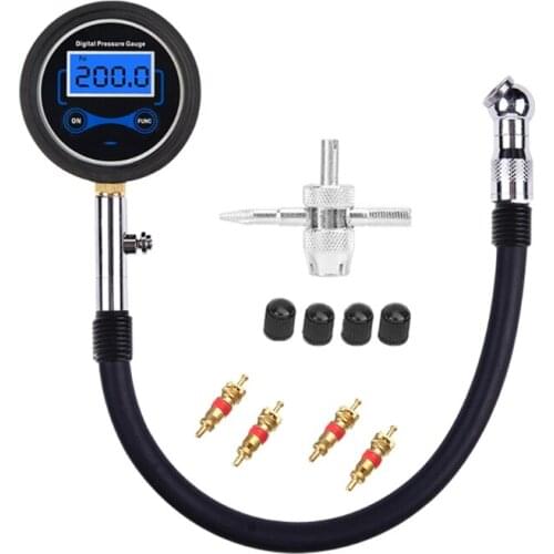 Digital High-Precision Tire Pressure Gauge LCD Display with Extension Tube Adapter 360 Rotating head Quickly Measure the 124B
