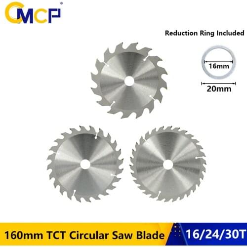 CMCP 160mm TCT Circular Saw Blade Disc For Wood Cutting 16T 24T 30T Carbide Cutting Disc Woodworking Saw Blade