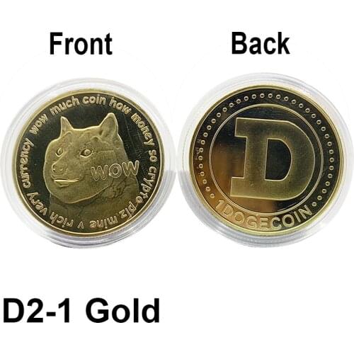 D2 Beautiful WOW Dogecoin To The Moon Gold Plated Doge Coin Cute Dog Pattern metal medal Doge Physical Crypto Coin Gifts
