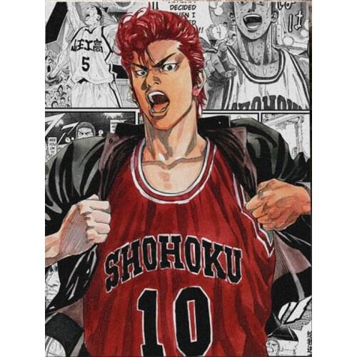 Home Decor Anime Role Canvas Paintings Hanamichi Sakuragi Pictures Wall Art Slam Dunk Printed Modular Poster Frame Living Room