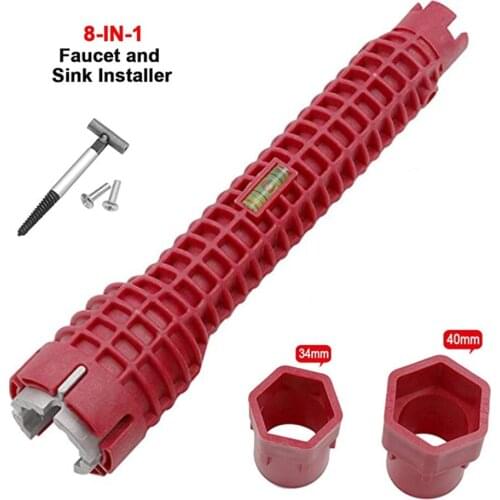 Faucet And Sink Installer Tool 8-In-1 Multifunctional Faucet Wrench Water Pipe Spanner Tackle For Plumbing Toilet Bowl Sink
