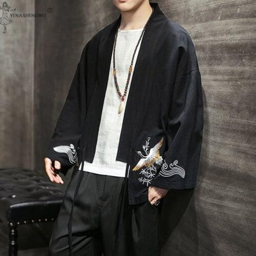 Japanese kimono Cardigan Men Haori Yukata Male Samurai Autumn Costume Clothing kimono Jacket Mens kimono Shirt Yukata Haori