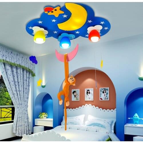 Creative led Cartoon Monkey moon childrens room bedroom ceiling lamp Princess cartoon eye room lamp