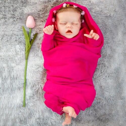 17inch About 43cm Reborn Doll Close Eyes Sleepping Sweet Baby Lifelike Real Touch Full Silicone Todderl Girl Baby With Heartbeat