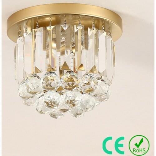Chandelier light E14 95-245v Golden Base K9 crystal Small Round Foyer Light D25CM LED Asile Porch Light CE ROSH Custom Designed