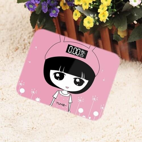 Cute Girl Bathroom Body Scales Glass Smart Household Electronic Digital Floor Weight Balance Bariatric LCD Display 180Kg/100g