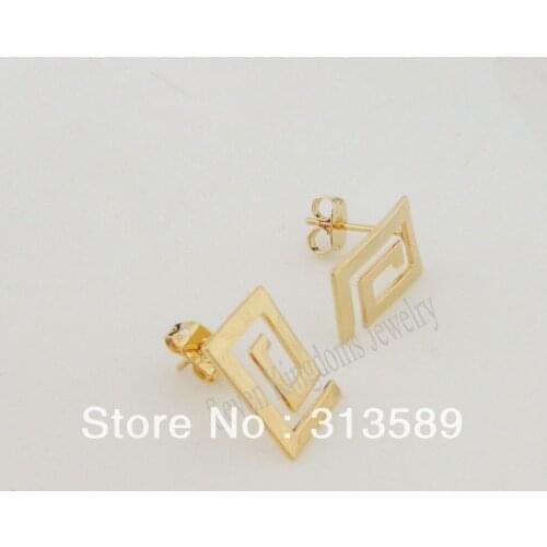 MIN ORDER 10$ CAN MIX DESIGN /NEW 0.9g - YELLOW GOLD GP SOLID OVERLAY LETTER G GREAT EARRING/GREAT GIFT