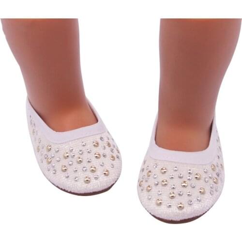 Fashion New Pattern Popular White Pearl Shoes Fit 18 Inch American&43cm Baby New Born Doll Clothes Accessories,Girls Toys
