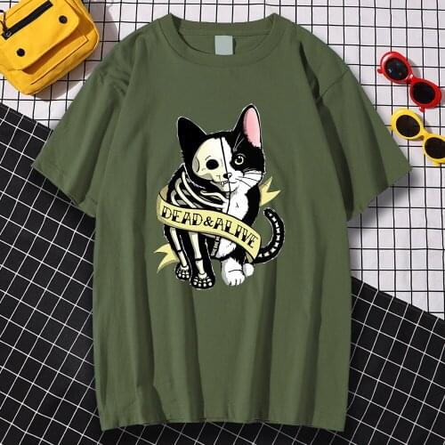Schrodinger Cat Funny Cartoon Print T Shirt Men S-XXXL Summer Streetwear Crewneck Casual Tee Clothes Breathable Hip Hop Tops Man