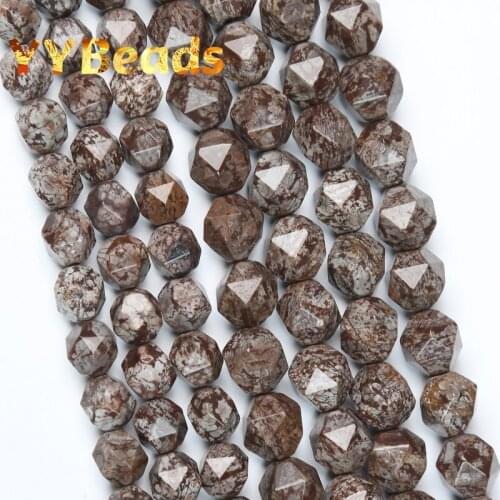Natural Stone Faceted Brown Snowflake Obsidian Gem Beads 6 8 10mm Smooth Loose Beads For Jewelry Making DIY Charms Bracelets 15"