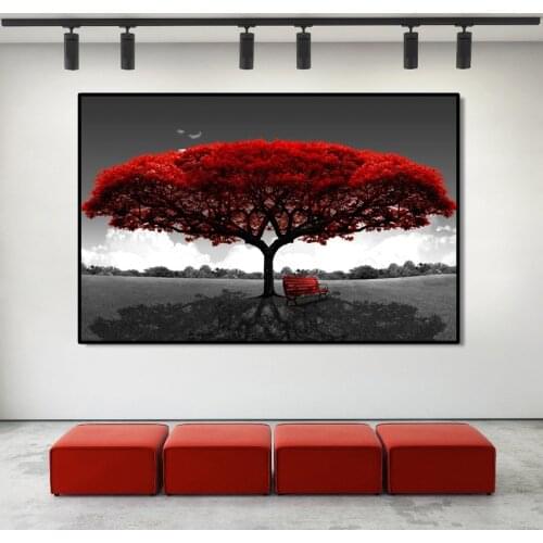 HD Print On Canvas Paintings Three Color Tree Landscape Wall Art Posters For Living Room Home Decor Cuadros Pictures Unframed