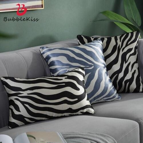 Bubble Kiss Pillow Cover Yarn-Dyed Zebra Print Pillow Case Home Light Luxury Pillowcase Bedroom Bedside Print Decor Pillow Cover