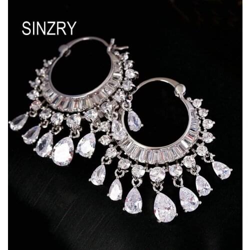 SINZRY NEW cubic zircon elegant party bridal waterdrop tassel dangle earrings dazzling wedding jewelry accessory
