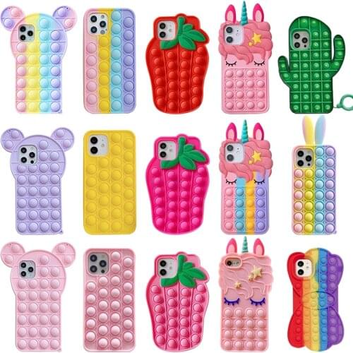 3D Cartoon Fashion Rainbow Silicone Case For iphone 6 6S 7 8 Plus 11 12 Pro Max X XR XS Max SE 2020 Reliver Stress Phone Cover
