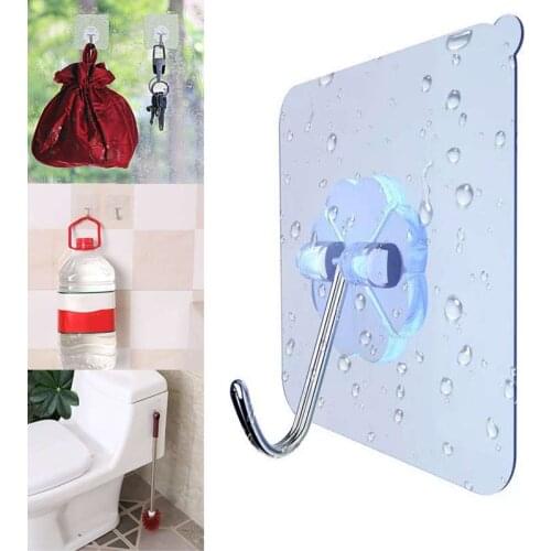 Strong Adhesive Wall Hook Transparent Removable Door Wall Hanger Hooks for Bathroom Kitchen Heavy Load Rack Cup Sucker SCIE999