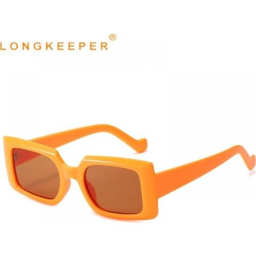 LongKeeper Trendy Rectangle Sunglasses Women 2020 Brand Design Thick Frame Fashion 90s Cool Sun Glasses Female UV400 Shades