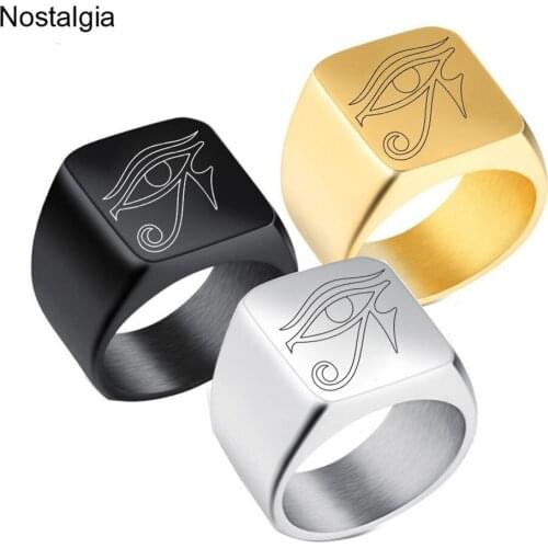 Nostalgia Eye Of Horus Ra Udjat Ancient Egyptian Ring Titanium Dainty Engraved Egypt Amulet