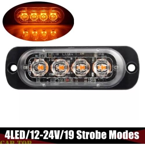 Strobe LED Truck Side Marker Lights 4 LED Amber Truck Emergency Beacon Light Flash Strobe Warning Lamp 12V