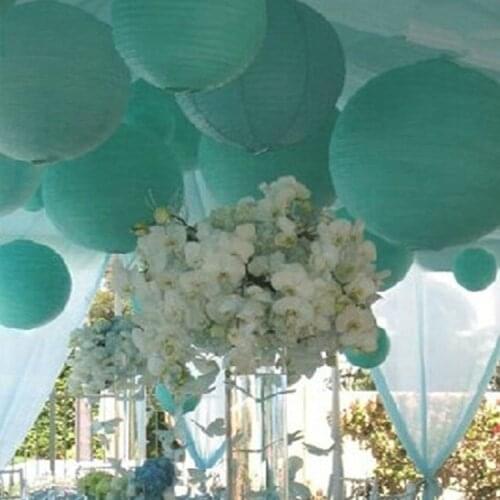 Light Blue 10/15/20/25/30/35/40cm Chinese Paper Lanterns Round Paper Ball Lamps DIY Wedding Christmas Party Lampion Decoration