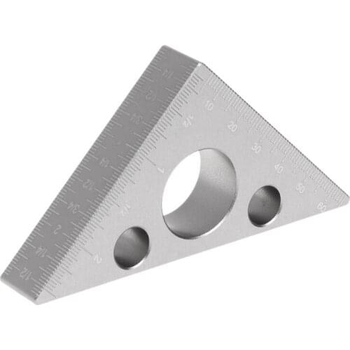 L9BE Woodworking Triangle Ruler Aluminum Alloy Metric Inch Height Ruler Square Ruler