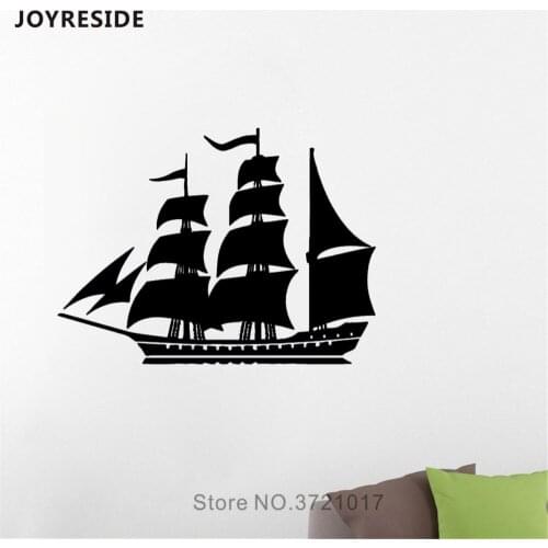 JOYRESIDE Moving Boat Silhouette Wall Decal Sea Ship Pirate Wall Sticker Vinyl Decor Home Art Rooms Decor Interior Design A1088