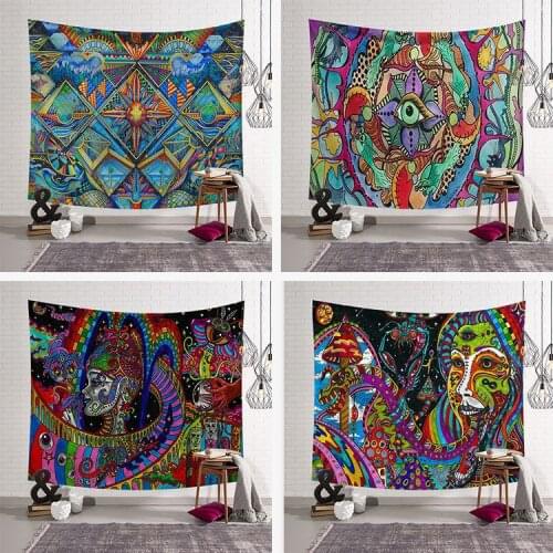 Colorful oil painting style tapestry ethnic indian indian wall hanging cloth egytian spiritual decoration polyester living room