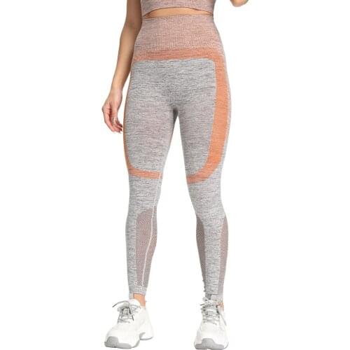 Women Sport Seamless Yoga Leggings mMesh Splicing Running Pants Women High Waist Scrunch Butt Leggings Sports Wear For Women Gym
