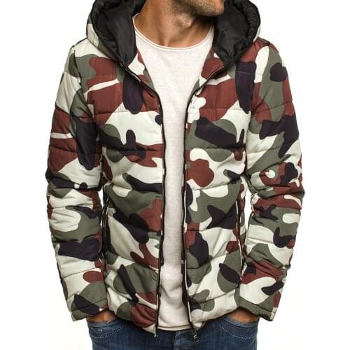 Winter Mens Shiny Down Camouflage Jacket Fashion Warm Thick Hooded New Mid-Length Jacket 2020