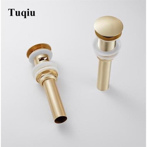 Brush gold Basin Drain Bathroom Brass basin waste Pop Up Waste Vanity Vessel Sink Drain Without or with Overflow