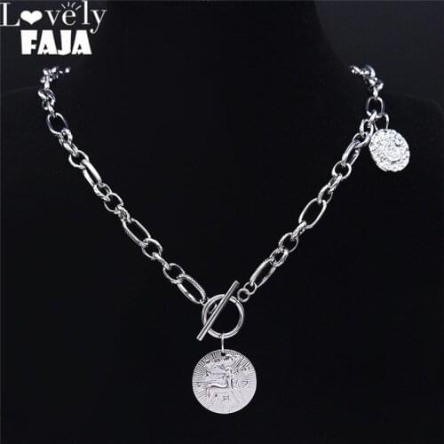 12 Constellations Stainless Steel Sagittarius Statement Necklace Charm Necklaces Women Jewelry acero inoxidable joyeria NPY3S03