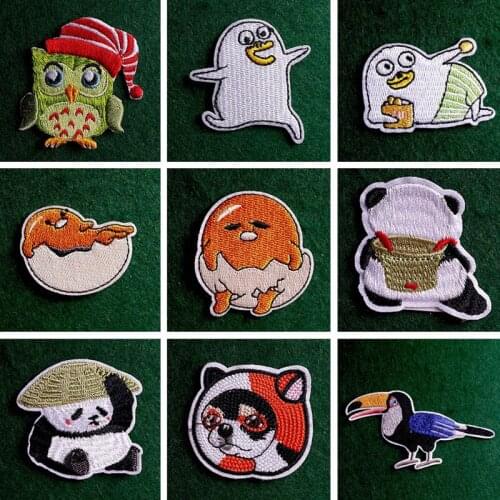 2Pcs/Lot Cartoon Patch Animals Embroidered Patches For Clothing DIY Panda Stripe Patch Iron On Patches On Clothes Appliques