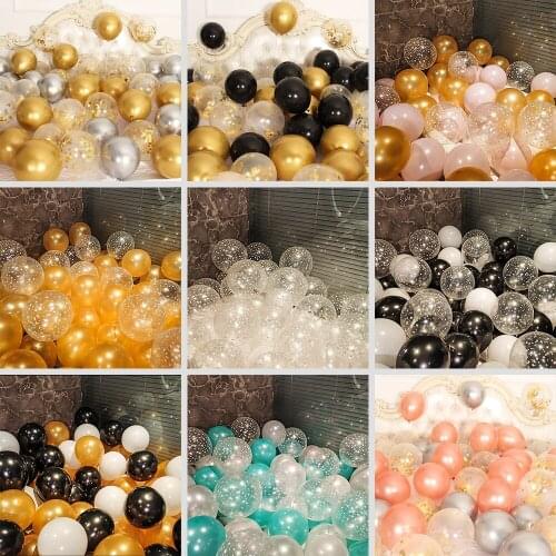 30pcs Black Gold Latex Balloons Transparent Star Set Clear Balls Baby Shower Wedding Decoration Birthday Party Event Supplies