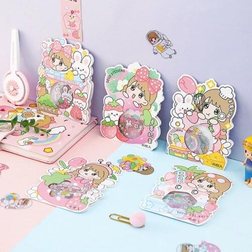 40 pcs /PACK Spring Style Big Eyes Girl And Flowers Hand Account Material Sticker Diary Notebook Decoration