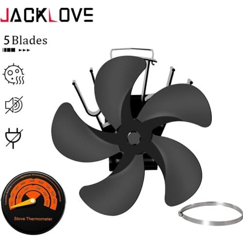 5 Blade Hanging Fireplace Fan Heat Powered Stove Fan Log Wood Burner Ecofan Quiet Home Fireplace Fan Efficient Heat Distribution