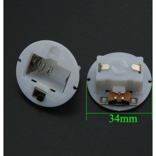 YuXi Holder Box Case with Switch Cover White Round Battery Case For AG13 / LR44 Battery Base Socket Organizer Holder