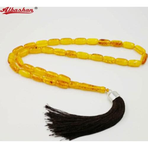 Yellow Ambers Rosary 33 Muslim Tasbih Eid gift Islamic prayer beads Mans Misbaha Gift Bracelets