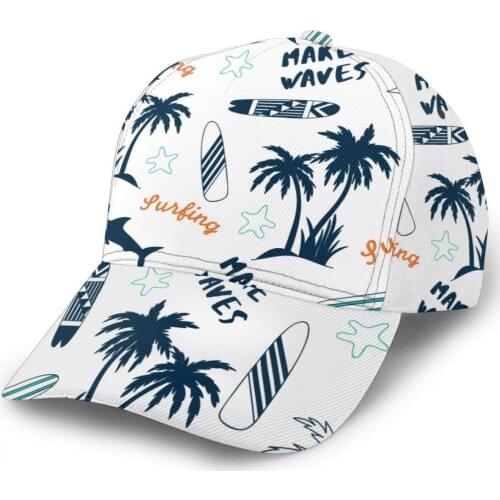 CINESSD 2020 Summer New Unisex Outdoor Sport Sunscreen Baseball Hat Running Visor Cap Summer Palm Tree Surfboard Shark