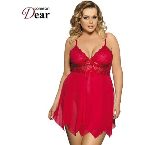 Comeondear RA80092 Red Sexy Lingerie Dress Underwear Women Erotic Plus Size Lace Lingerie Ropa Interior Mujer Sexy Erotica