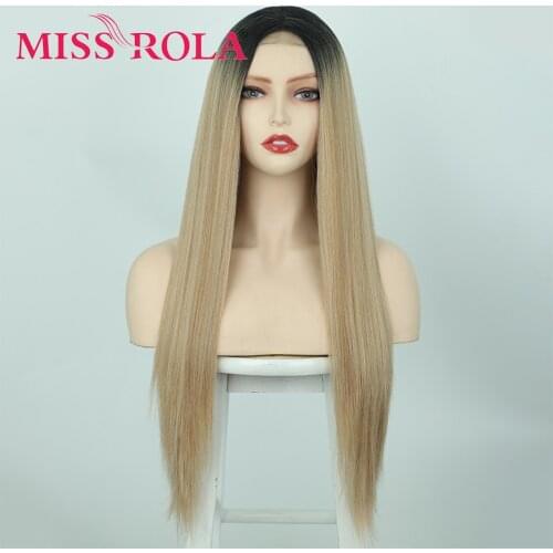 MISS ROLS Long Straight Wig Synthetic Hair Middle Part Heat Resistant Fiber Wigs for Women Cosplay Party Daily Use