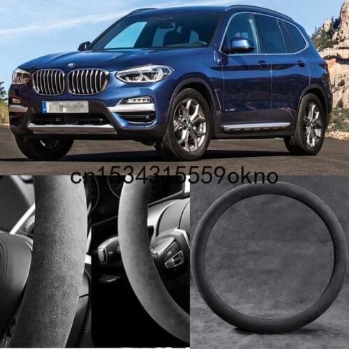 For BMW X2 X3 Circular Black Alcantara Suede Car Steering Wheel Cover Car Accessories