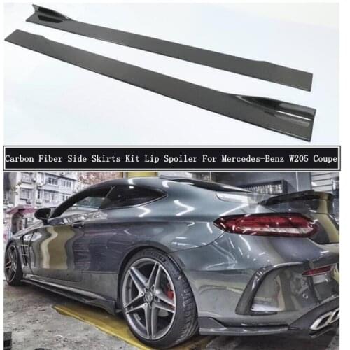 Carbon Fiber Side Body Skirts Kit Lip Trim Spoiler For Mercedes-Benz W205 Coupe C200 C260 C300 C63 2015-2021 Car Accessories